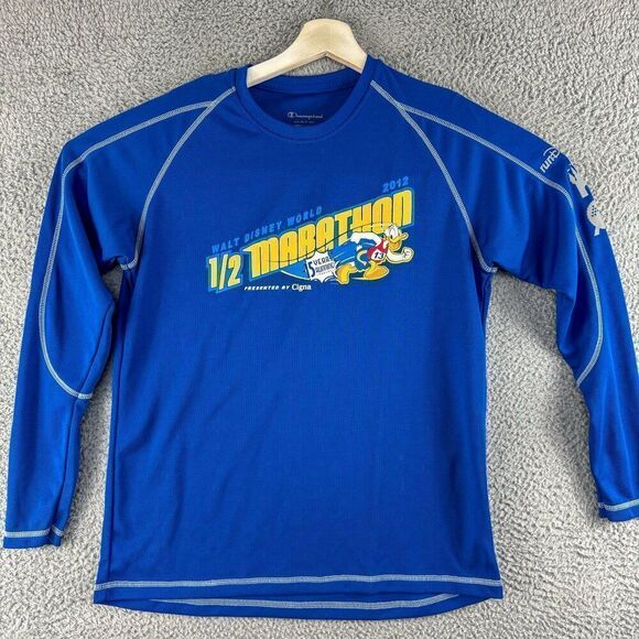Champion Disney Half Marathon Shirt Mens Small Blue 2012 Athletic Tee Double Dry - Picture 1 of 13
